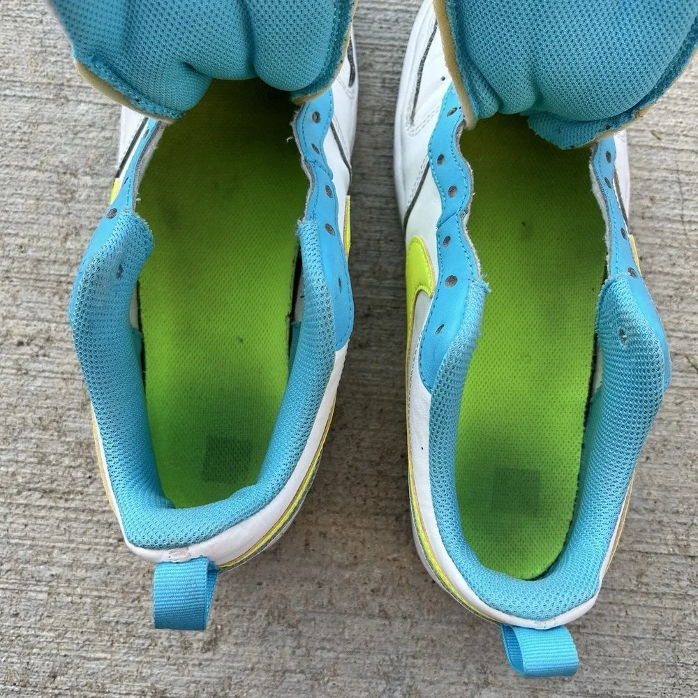 Nike Court Borough Low GS Size 6Y White Teal Volt Sneaker Womens 7.5‎